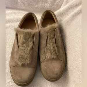 Franco Sarto Faux Fur Leather Slip on Sneakers Size 7.5